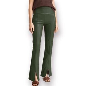 RDI Dark Olive Green Vegan Leather High Rise Split Hem Pants Size M